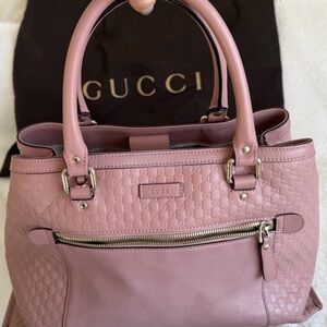 Gucci Pink soft Leather Microguccissima Medium Tote